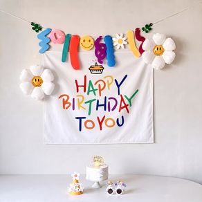 연지마켓 생일 현수막 데이지 풍선 파티 용품 세트
