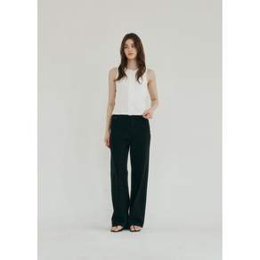 [로시로우] calm line semi wide denim black