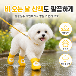 강아지 외출용 방수 레인부츠 귀여운 캐릭터 디자인의 에그 슈즈 오염 방지 실리콘 신발커버내마모미끄럼방지 기능의 고양이반려동물 신발용품