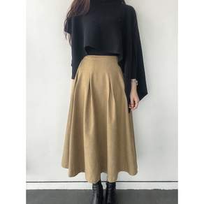 피치 기모 핀턱 롱 스커트
