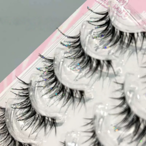 MorningSea 태국식 반짝이큐빅속눈썹 무대용 메이크업 자연스러운 머메이드셀프속눈썹 5쌍 세트