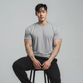 어깨 넓어보이는 머슬핏 반팔 무지 티셔츠 더블엑스핏