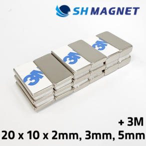 [SH MAGNET] 3M 양면테이프 부착식 네오디움 사각자석 스티커 접착식 막대자석 자석바