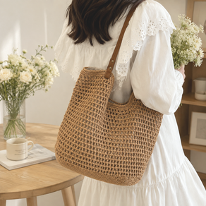 BROWMODA 여성 대용량 숄더백 내추럴 무드 가벼운 토트백