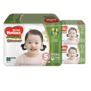 하기스 네이처메이드 밤부 밴드형 기저귀 여아용 특대형 5단계 (12~16kg)