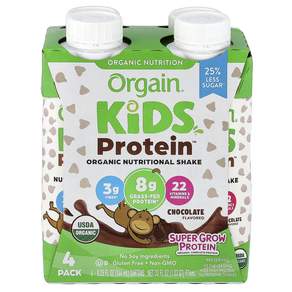 superimpact Orgain (올게인) Kids Protein™ 유기농 셰이크 초콜릿 4팩 각 244ml(8.25fl oz) 빠른배송 감사합니다