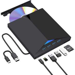 HCSUNFLY 노트북용 외장 CD /DVD 드라이브 /에어 USB 리더기 맥 윈도우 라이터 맥북 데스크탑 플레이어 타입-C 프로 버너 아이맥 휴대용 3.0