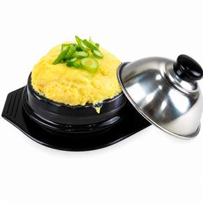 국내산 폭탄 계란찜기 스텐뚜껑+뚝배기+받침 세트 중자 (2-3인용 폭탄계란찜)