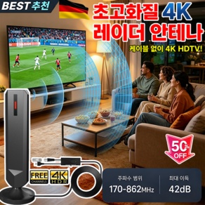 1/1+1[프리미엄]초고화질 4K 레이더 안테나 티브이 안테나 uhd 지상파 tv 수신기 실내 티비 안테나 수신기