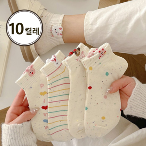strawberryparty 여성 캐릭터 동물 단목양말 귀여운 데일리 패션양말