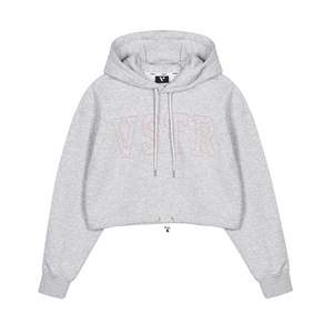 베스티리아 Vstr Bold Stitch Crop Hoodie Light Gray