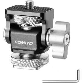 FOMITO 알루미늄 합금 듀얼 헤드 1/4인치 나사 및 3/8인치 구멍 조절 가능한 댐핑 사진 확장 액세서리가 있는 DSLR 래빗 케이지 모니터 브래킷 빨간색