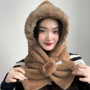 소프트퍼 후드 머플러 겨울귀마개모자 일체형목도리 가정용품 선물용품 집들이용품