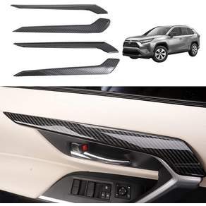 Toyota RAV4용 YOFAMO ABS 카본 파이버 그레인 기어 변속 노브 프로텍터 커버 트림 헤드 스티커20192022 Inner Door Upper Armrest Panel