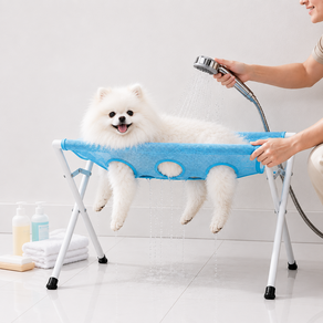 가정용 반려동물 목욕 거치대 접이식 강아지 고양이 셀프미용 고정대 샤워 해먹 드라이 발톱관리 소형견 애견미용대