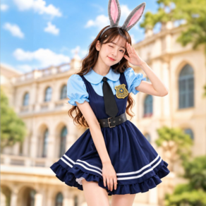 핫스윗 토끼 주디 코스프레 원피스 할로윈 의상 5종세트