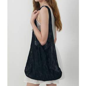 LOEIL Lace layered shoulder eco bag_Black