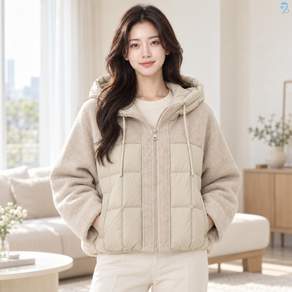 708090 여성용 패치워크 퀼트 면패딩 자켓