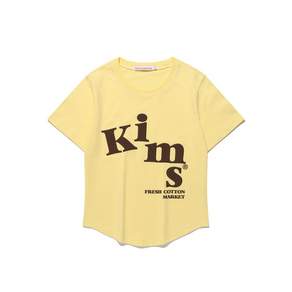 KIMS FRESH COTTON MARKET 메시 알파 로고 티셔츠 옐로우