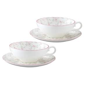 Noritake 노리타케 티 컵 소서 ( 페어 세트 180cc 큐티 로즈 전자레인지 사용 가능 2인용 본 차이나 P58043A/9940