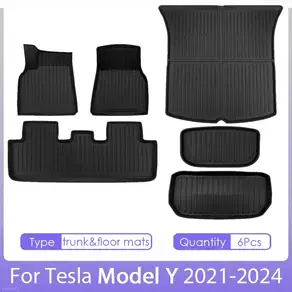 Tesla Model Y 바닥 매트 용 TPE 2024 2023 2022 2021 전천후 풀 세트 카고 라이너 3D TPE 무취 바닥 매트