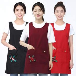 [50장 구매시 인쇄무료] 요양보호사 앞치마 요양원 간병인 재활병원 복지센터 식당 원피스 앞치마 예쁜 꽃장식 코사지 꽃 단체주문 문구 로고 인쇄 자수