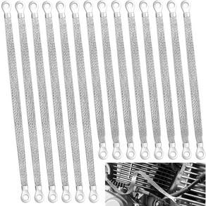 Ground Strap Automotive 14개입 1012인치 접지 스트랩 브라운 자동차 엔진 구리 꼬임 대부분의 자동차용 접지선 14pcs-Sliver