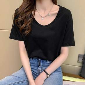 릴리제인 여성용 여름 유넥 루즈핏 반팔 티셔츠