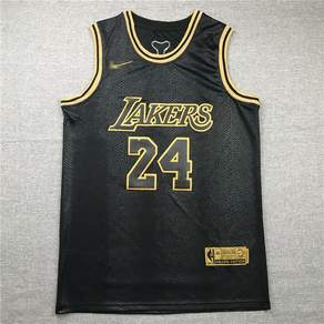 NBA 로스앤젤레스 레이커스 24번 선수 코비 브라이언트 블랙 맘바 블랙 골드 농구 유니폼 상의 민소매 조끼 티셔츠
