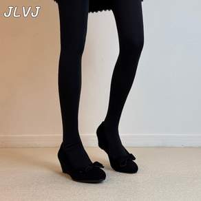 JLVJ 여성 펌프스 통굽 웨지힐 여성구두 발편한 봄가을 여성 단화