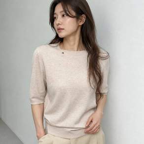 소울지아 여성 부드러운 펀칭 라인 반팔 니트 5컬러