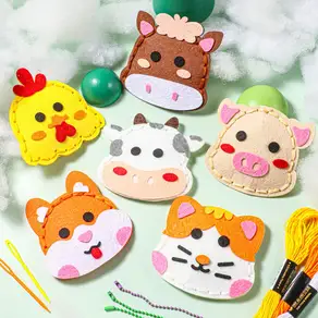 DIY 손바느질 키트 만화 농장 귀여운 6피스 동물 초보자 학교