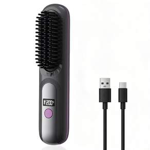인플리바타 무선 매직기 음이온 헤어 스타일러 4단계 온도조절 LED휴대용 미니 볼륨업 빗고데기