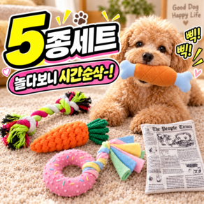 유누엔 강아지 바스락 이갈이 삑삑이 스트레스해소 장난감 5종