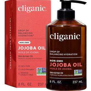 Cliganic 호호바 오일 GMO 프리 벌크 473.2ml(16온스) | 피부 모발 및 얼굴에 100% 순수 냉압착 천연 헥산 - 헤어 릴랙서