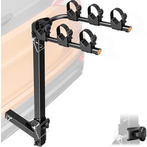 monTEK 2인치 히치가 있는 자동차 트럭 SUV용 바이크 랙 접이식 및 기울일 수 히치 3mm 두께의 고강도 강철 프레임 방울음 방지 안정성 스트랩 150파운드 수용