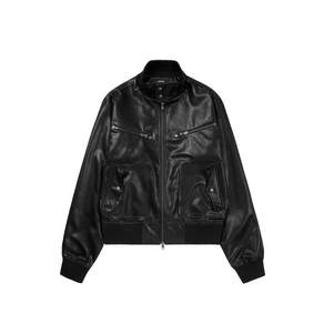 [국내정품] 아캄 래더 라이더스자켓 가죽 High-Neck Leather Jacket (Black) 221506