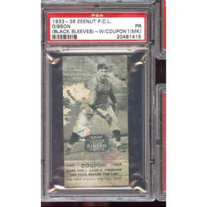 1933 Zeenut PCL P.C.L. 쿠폰 깁슨 PSA 1 MK 등급 야구 카드 슬랩 사인 루키