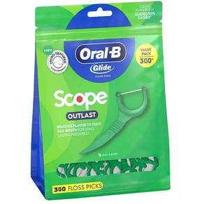 [미국직구/무료배송] 오랄비 글라이드 일회용 치실 스코프 아웃래스트 민트 향 300개입 Oral-B Glide Floss Picks 300ct
