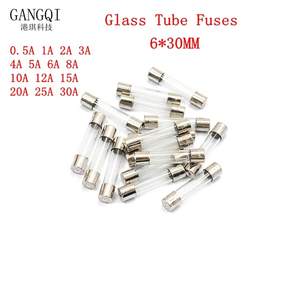 빠른 블로우 유리관 퓨즈 6*30mm 250V 100mA 200mA 250mA 315mA 500mA 630mA 750mA 20A 25A 30A AMP 퓨즈 20/로트