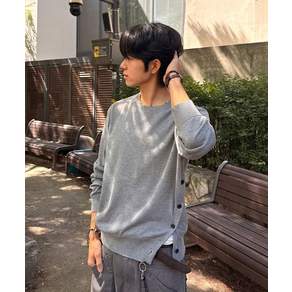 [11월 16일 배송] MISEKISEOUL MEN [임서진x미세키서울 맨]Asymmetric slit button knit GREY