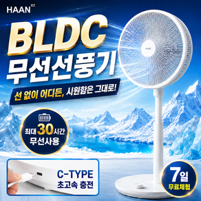 [최대30시간 사용] BLDC 강력 무선 선풍기 충전식 무소음 스탠드형 서큘레이터 가정용 선풍기 1위
