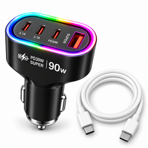 VOLTRIP 시가잭 차량용 충전기 4포트 PD30W 케이블포함 90W