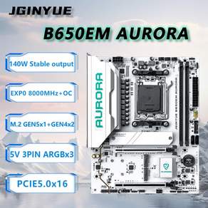 JGINYUE B650M AURORA 메인보드 WIFI DDR5 데스크탑 RAM 라이젠 9000 ATX 시리즈 새로운 PCIE5 PC AMD용 게이밍
