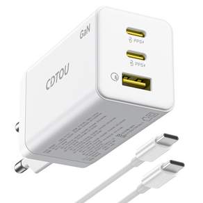 CDTOU GaN PD PPS 65W 3포트 초고속 멀티충전기 + C to C 케이블 1m 세트