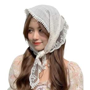 ARSxODES 아르스오데스 레이스 삼각 스카프 바부슈카 헤어밴드