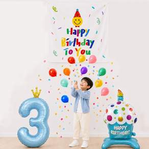 이벤트홀릭 서프라이즈 드롭 생일 현수막 세트 숫자풍선 컨페티 파티용품