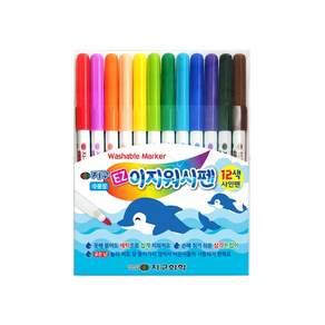 지구 이지워시펜 12색 사인펜 / 지구화학 쉽게지워지는 싸인펜 수용성사인펜 어린이사인펜 초등사인펜