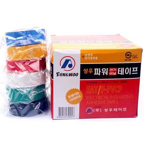 국산 난연성 칼라 전기 절연 테이프 19mm 10M 비닐 접착 테잎 전선 전기선 조인트 녹색 백색 적색 청색 황색 흑색 개별포장