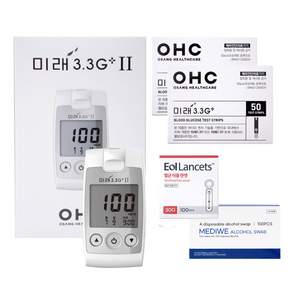 오상헬스케어 미래 3.3G 플러스 혈당측정기 + 시험지100매 + 침 110 + 솜 100매 세트